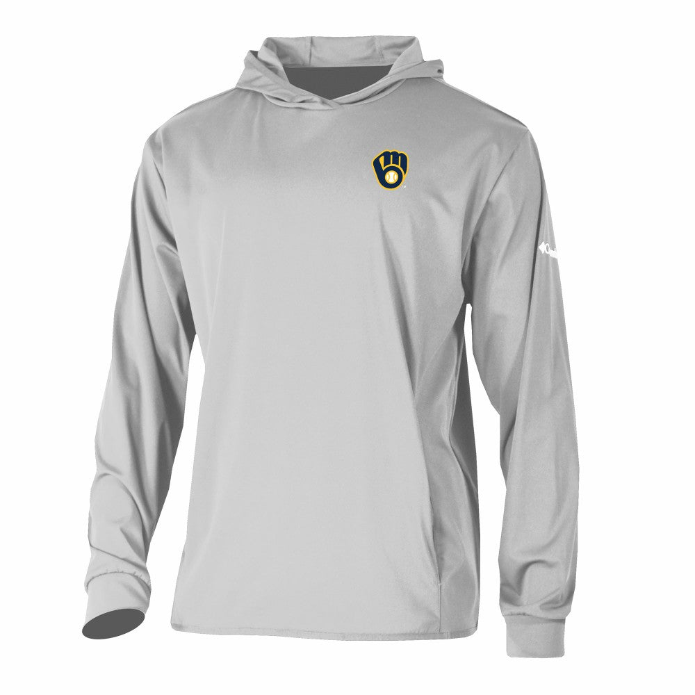 Gray Milwaukee Brewers Columbia Long Drive Pullover Hoodie