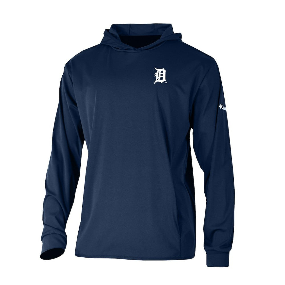 Navy Detroit Tigers Columbia Long Drive Pullover Hoodie