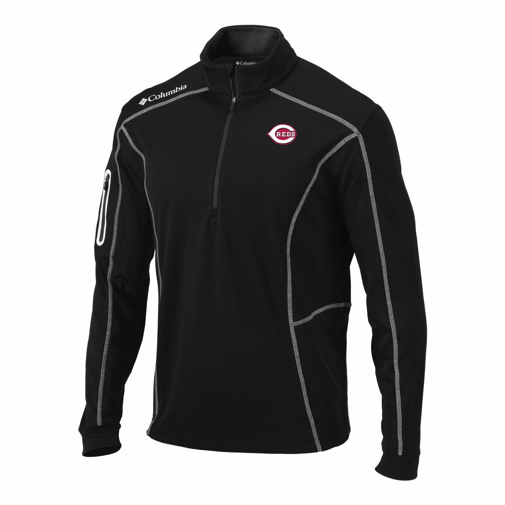 Black Cincinnati Reds Columbia Omni-Wick Shotgun Quarter-Zip Pullover
