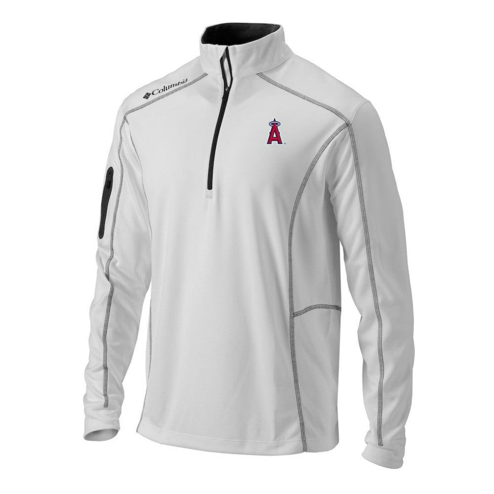 White Los Angeles Angels Columbia Omni-Wick Shotgun Quarter-Zip Pullover