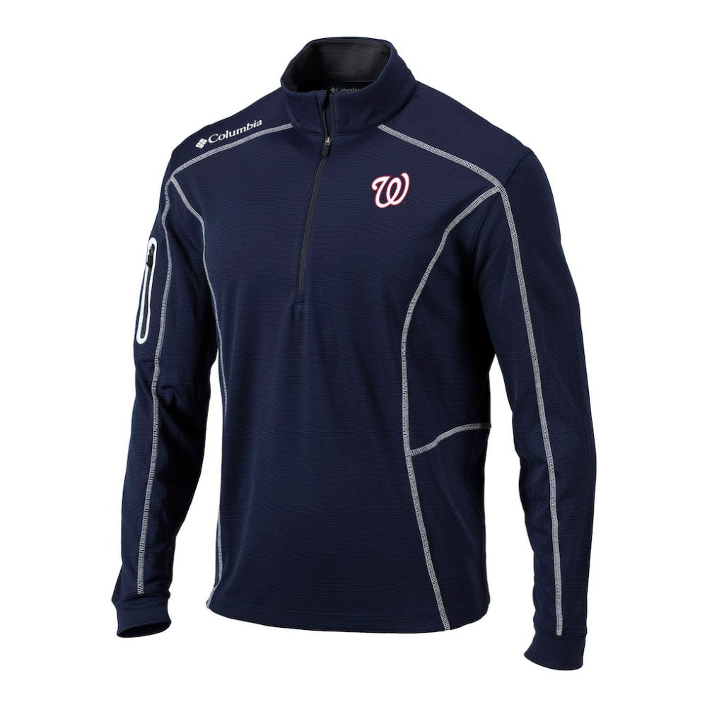 Navy Washington Nationals Columbia Omni-Wick Shotgun Quarter-Zip Pullover