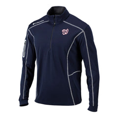 Navy Washington Nationals Columbia Omni-Wick Shotgun Quarter-Zip Pullover