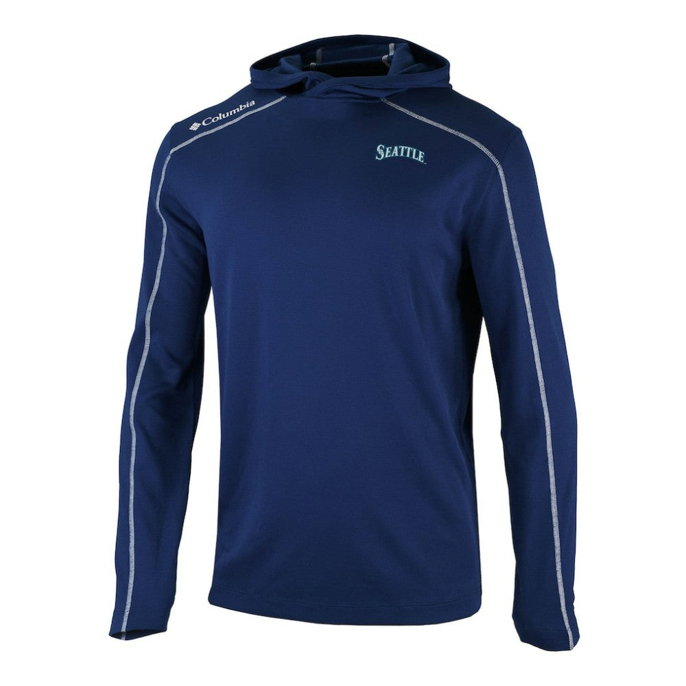 Navy Seattle Mariners Columbia Omni-Wick Shotgun Pullover Hoodie