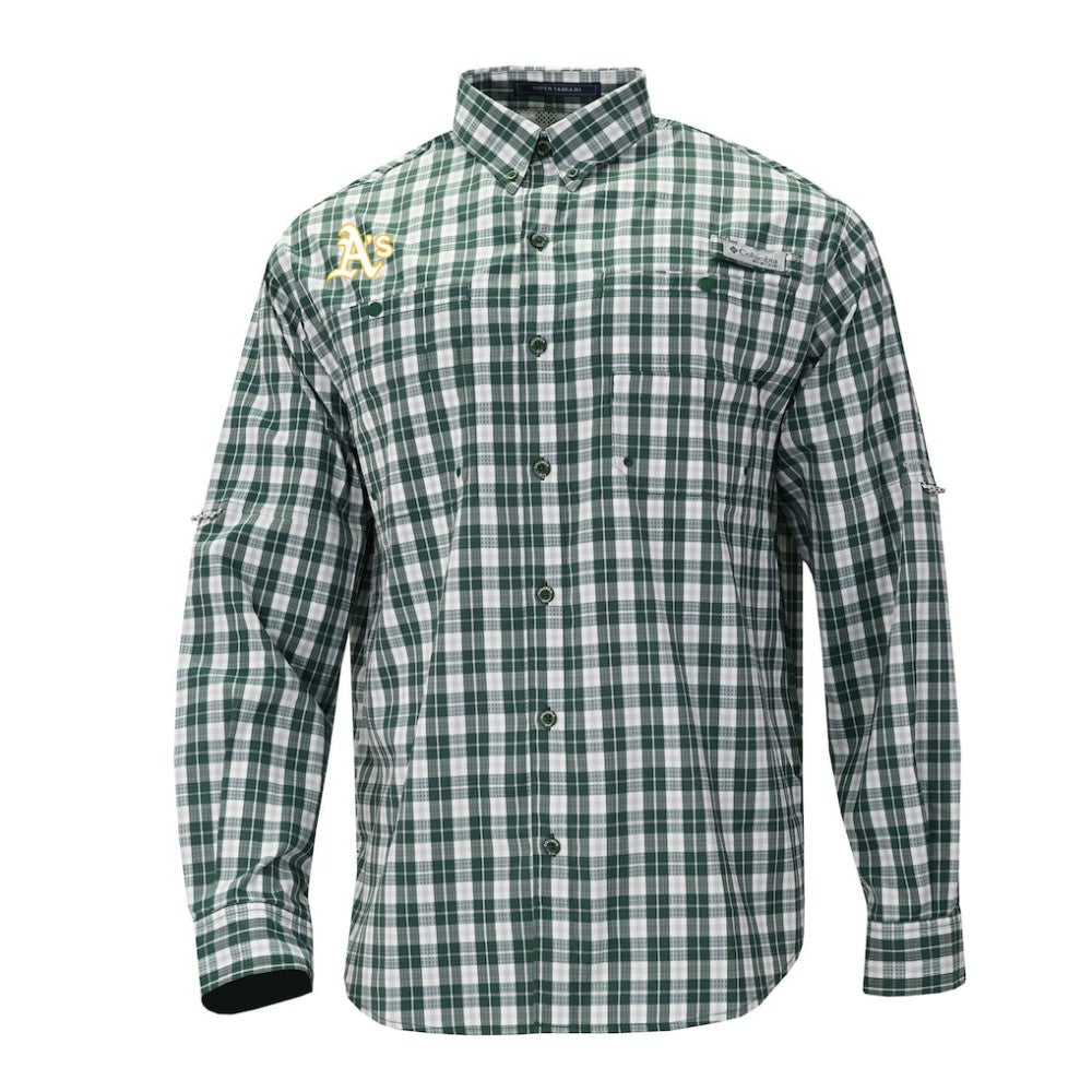 Green Athletics Columbia Super Tamiami Omni-Shade Long Sleeve Button-Down Shirt