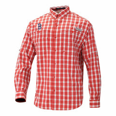 Red Boston Red Sox Columbia Super Tamiami Omni-Shade Long Sleeve Button-Down Shirt