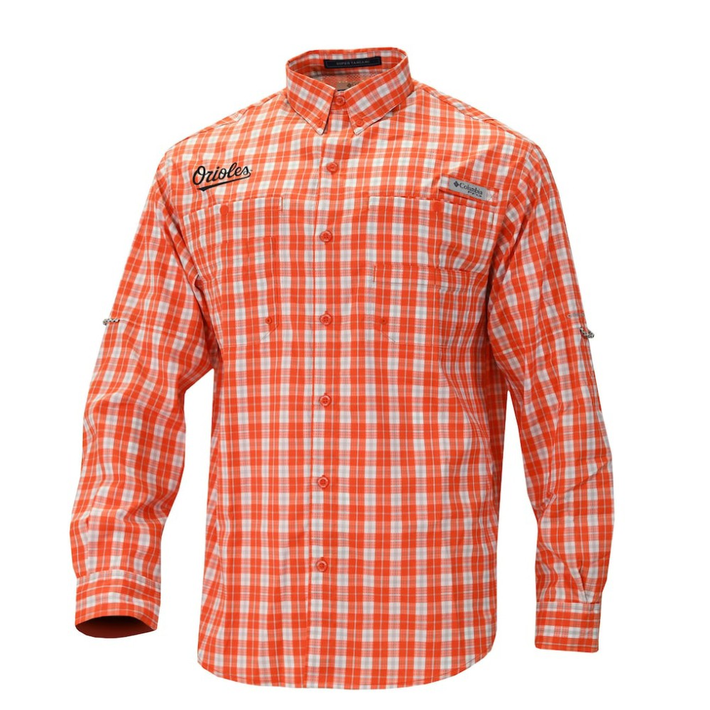 Orange Baltimore Orioles Columbia Super Tamiami Omni-Shade Long Sleeve Button-Down Shirt