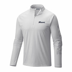 White Miami Marlins Columbia Terminal Tackle Omni-Wick Raglan Quarter-Zip Pullover