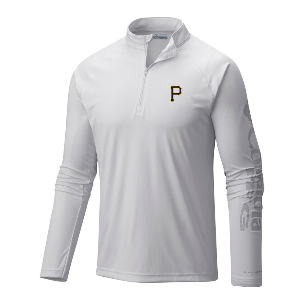 White Pittsburgh Pirates Columbia Terminal Tackle Omni-Wick Raglan Quarter-Zip Pullover