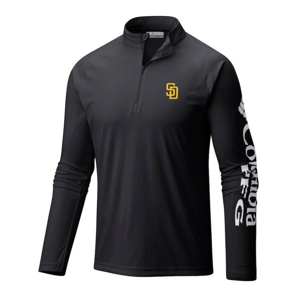 Black San Diego Padres Columbia Terminal Tackle Omni-Wick Raglan Quarter-Zip Pullover