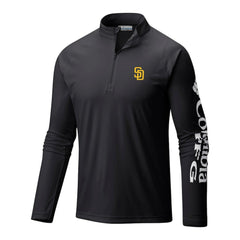 Black San Diego Padres Columbia Terminal Tackle Omni-Wick Raglan Quarter-Zip Pullover