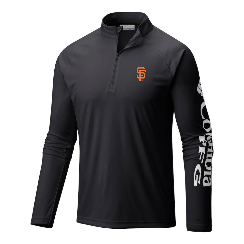 Black San Francisco Giants Columbia Terminal Tackle Omni-Wick Raglan Quarter-Zip Pullover
