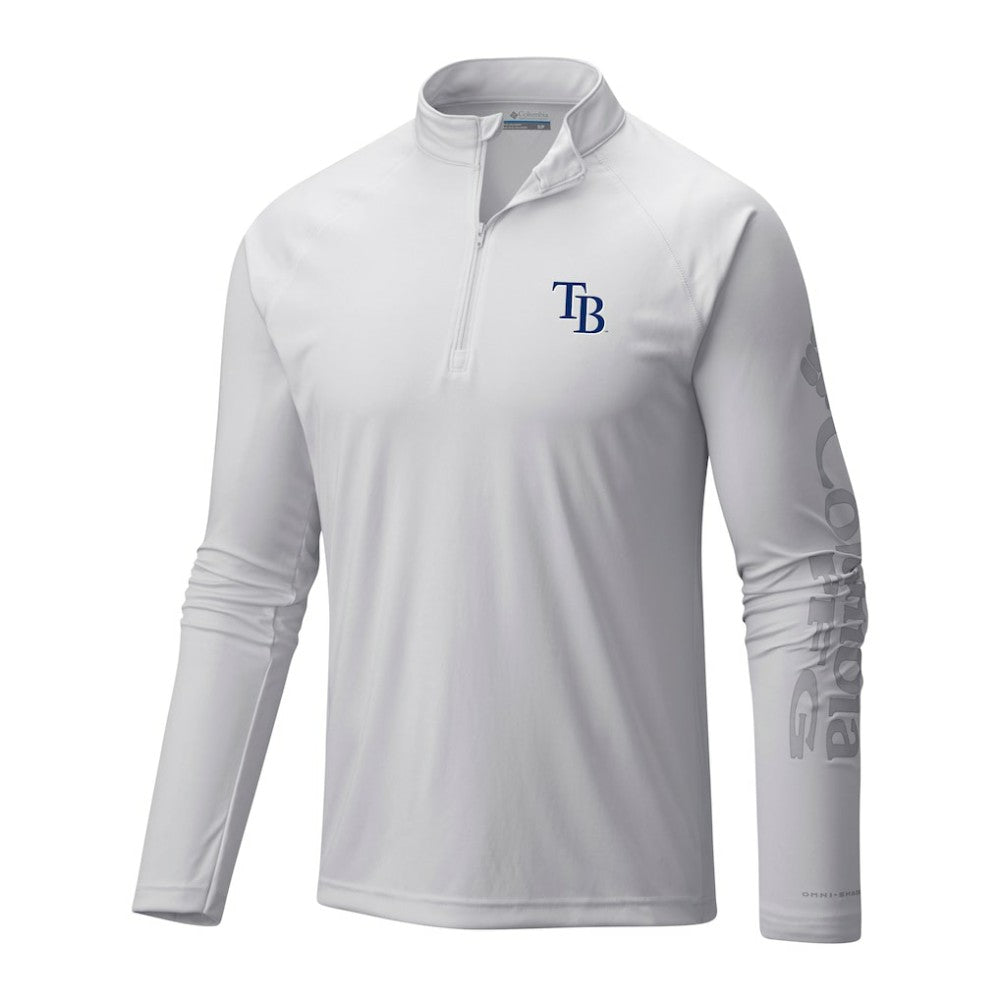 White Tampa Bay Rays Columbia Terminal Tackle Omni-Wick Raglan Quarter-Zip Pullover