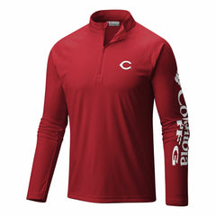 Red Cincinnati Reds Columbia Terminal Tackle Omni-Wick Raglan Quarter-Zip Pullover