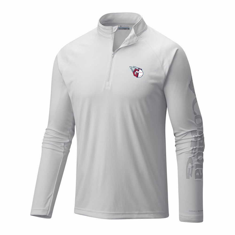 White Cleveland Guardians Columbia Terminal Tackle Omni-Wick Raglan Quarter-Zip Pullover