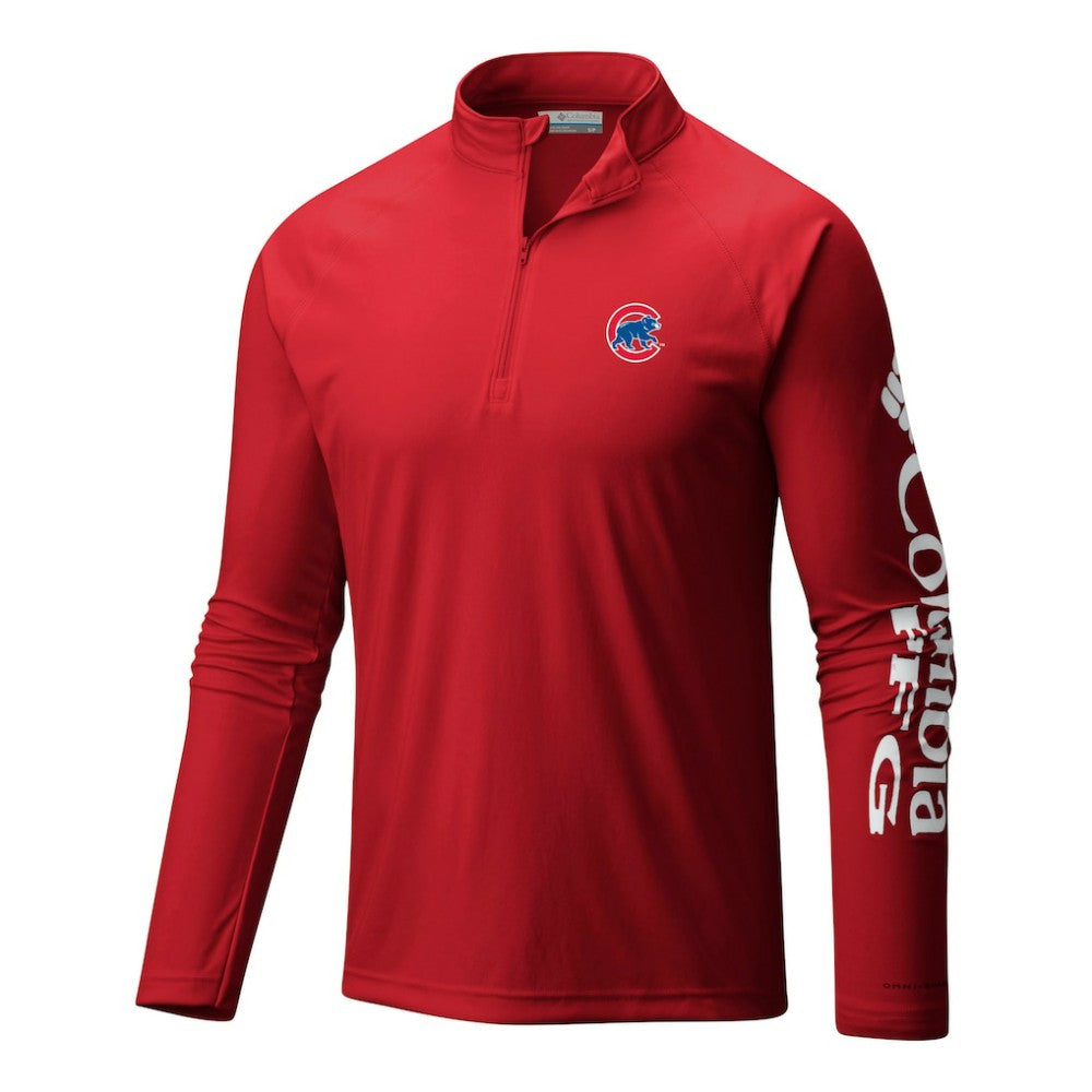 Red Chicago Cubs Columbia Terminal Tackle Omni-Wick Raglan Quarter-Zip Pullover