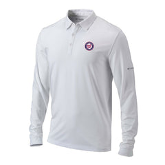 White Washington Nationals Columbia Omni-Wick Pin High Long Sleeve Polo