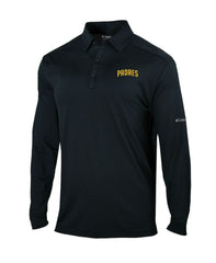 Black San Diego Padres Columbia Omni-Wick Pin High Long Sleeve Polo