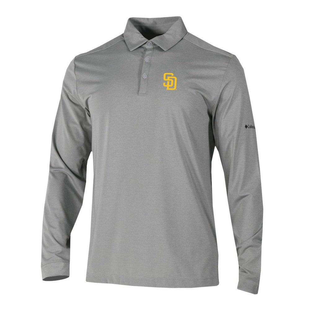 Gray San Diego Padres Columbia Omni-Wick Pin High Long Sleeve Polo