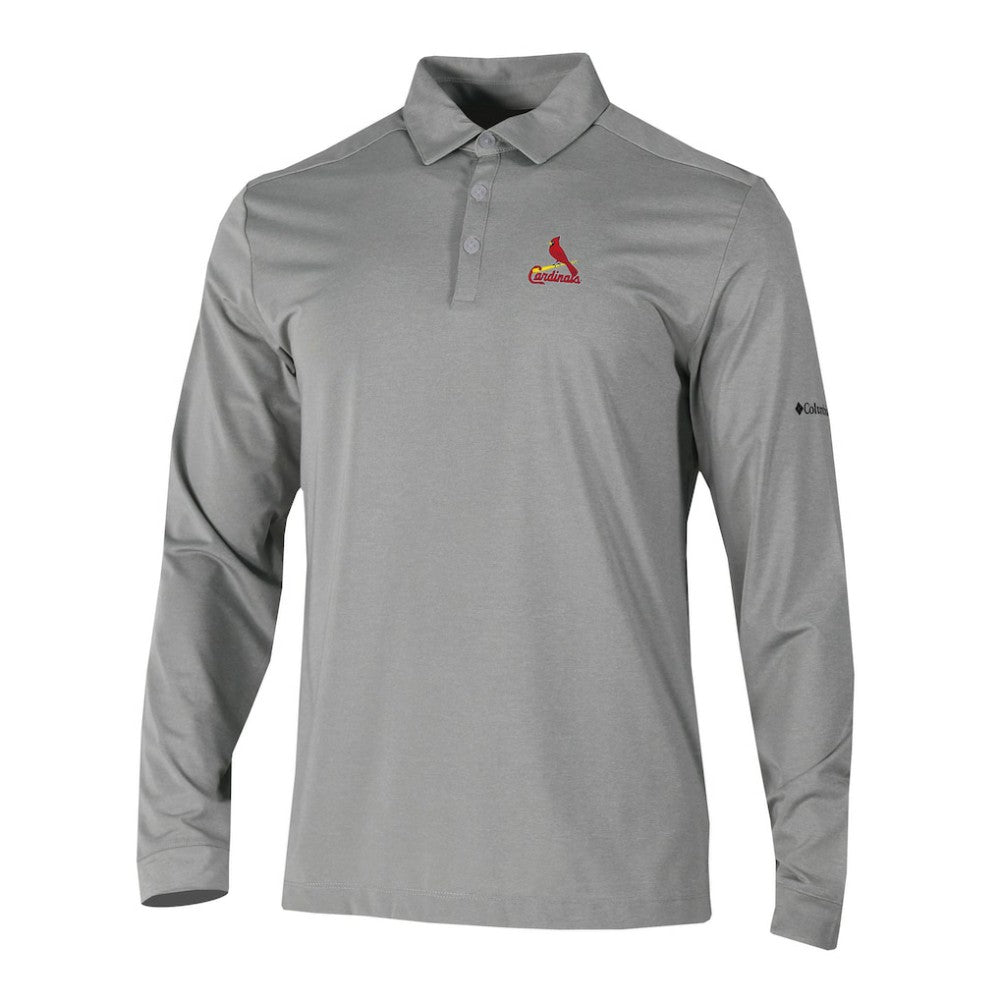 Gray St. Louis Cardinals Columbia Omni-Wick Pin High Long Sleeve Polo