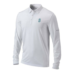 White Seattle Mariners Columbia Omni-Wick Pin High Long Sleeve Polo