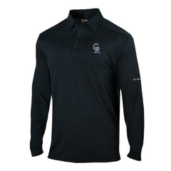 Black Colorado Rockies Columbia Omni-Wick Pin High Long Sleeve Polo
