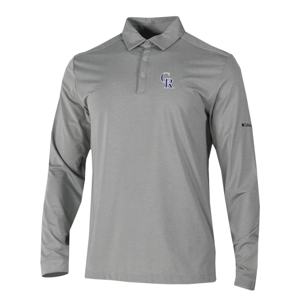 Gray Colorado Rockies Columbia Omni-Wick Pin High Long Sleeve Polo