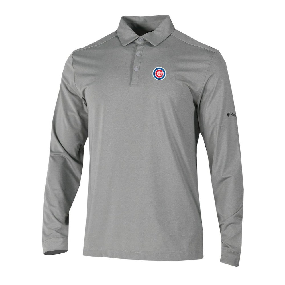 Gray Chicago Cubs Columbia Omni-Wick Pin High Long Sleeve Polo
