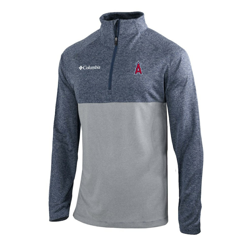 Navy Los Angeles Angels Columbia Omni-Wick Raglan Rockin' It Quarter-Zip Pullover