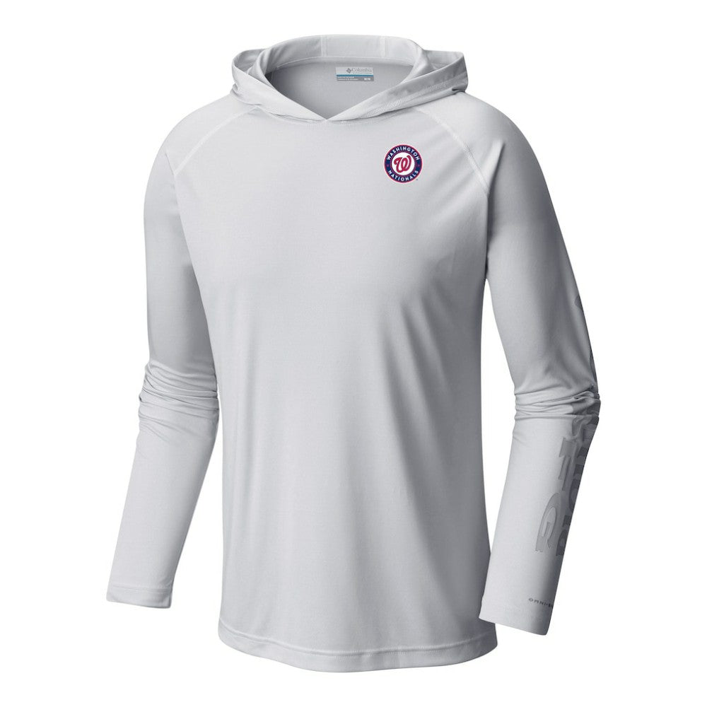 White Washington Nationals Columbia Terminal Tackle Omni-Shade Pullover Hoodie