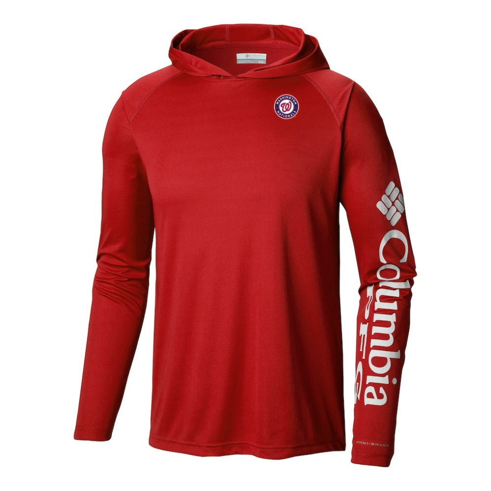 Red Washington Nationals Columbia Terminal Tackle Omni-Shade Pullover Hoodie
