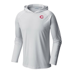 White Cincinnati Reds Columbia Terminal Tackle Omni-Shade Pullover Hoodie