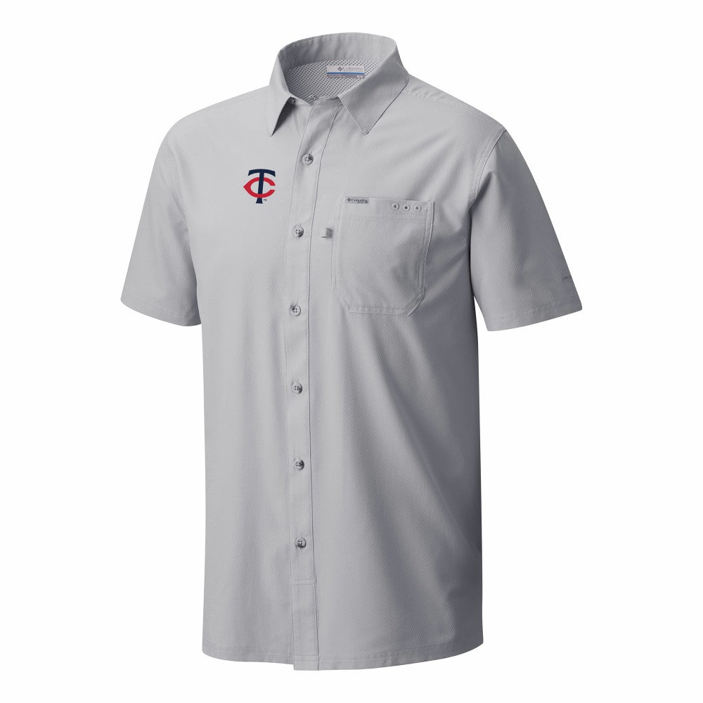 Gray Minnesota Twins Columbia Slack Tide Omni-Wick Button-Up Camp Shirt