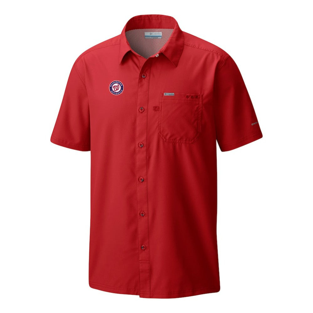 Red Washington Nationals Columbia Slack Tide Omni-Wick Button-Up Camp Shirt