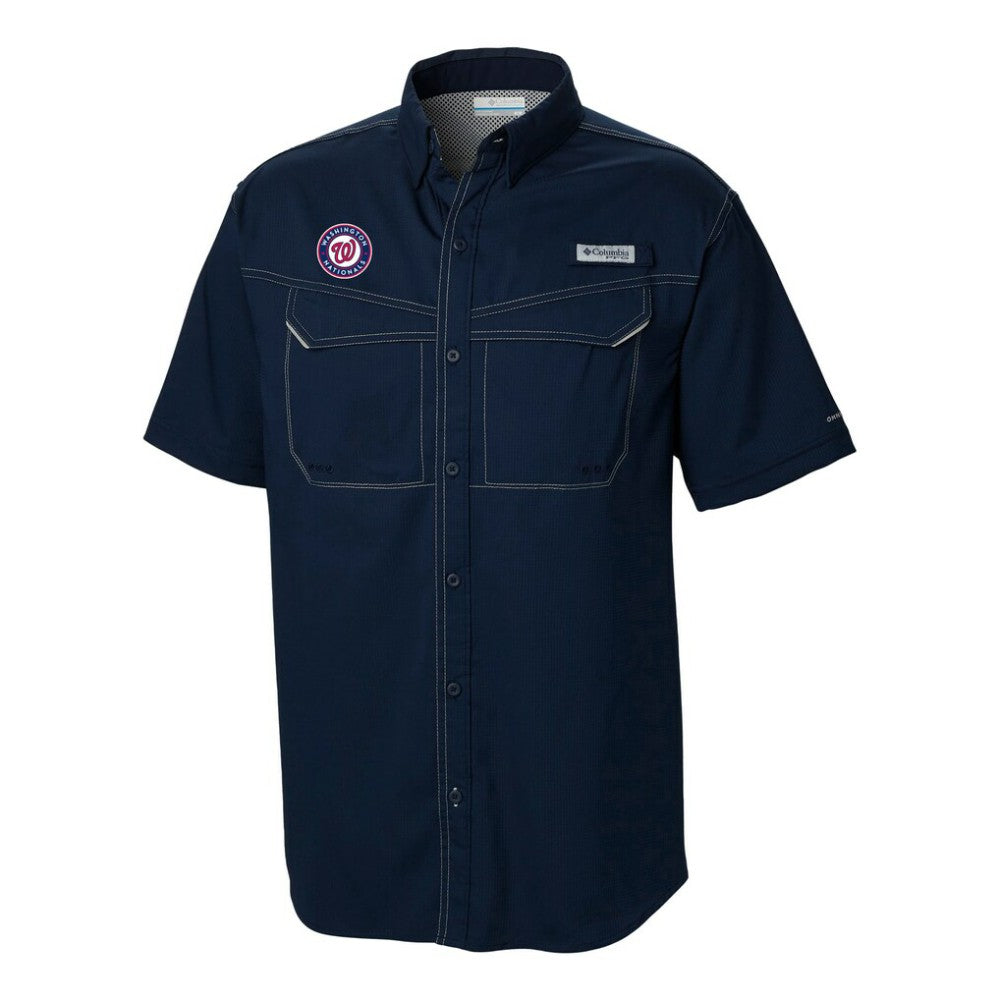 Navy Washington Nationals Columbia Omni-Wick Low Drag Offshore Button-Up Shirt