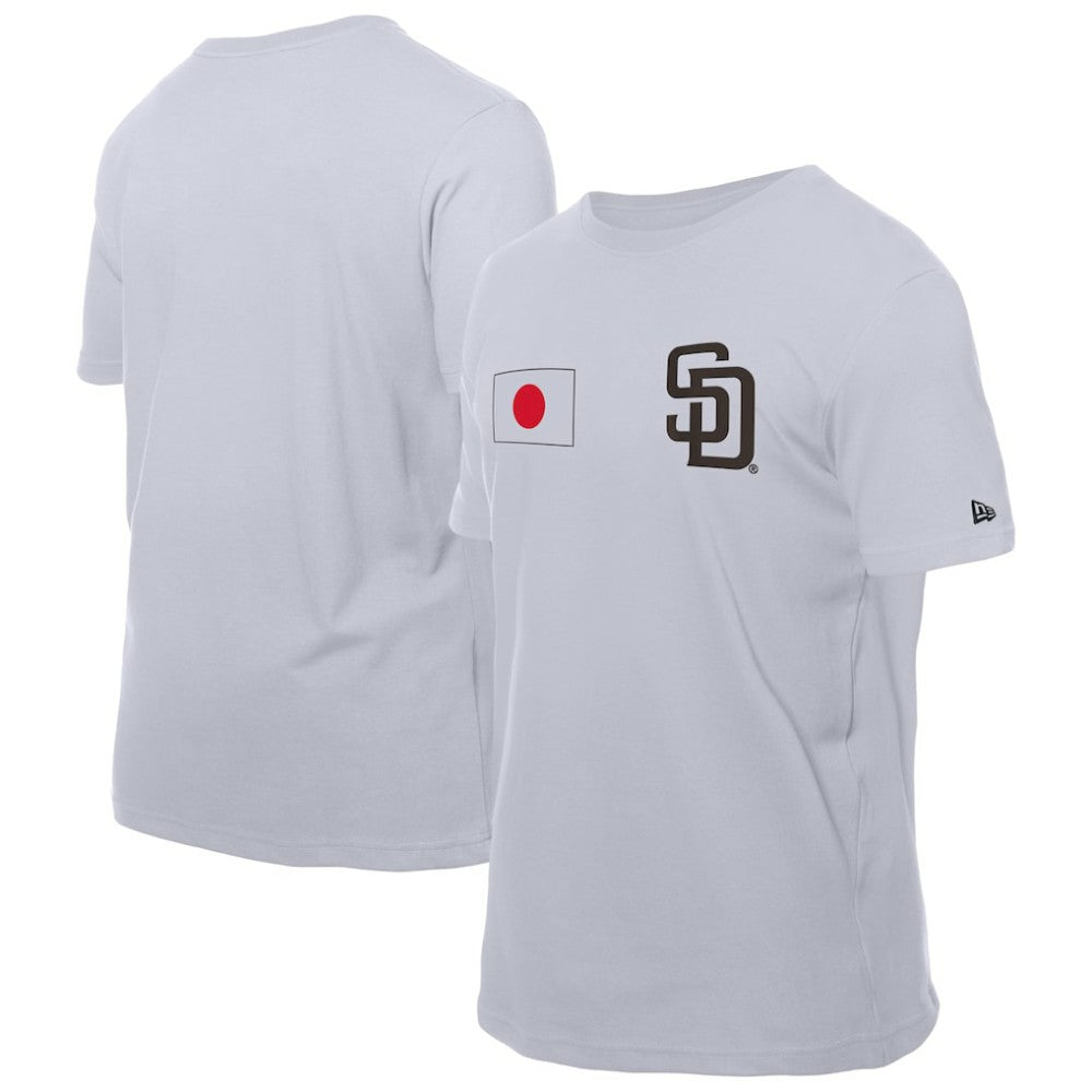 White San Diego Padres New Era Japanese Flag T-Shirt