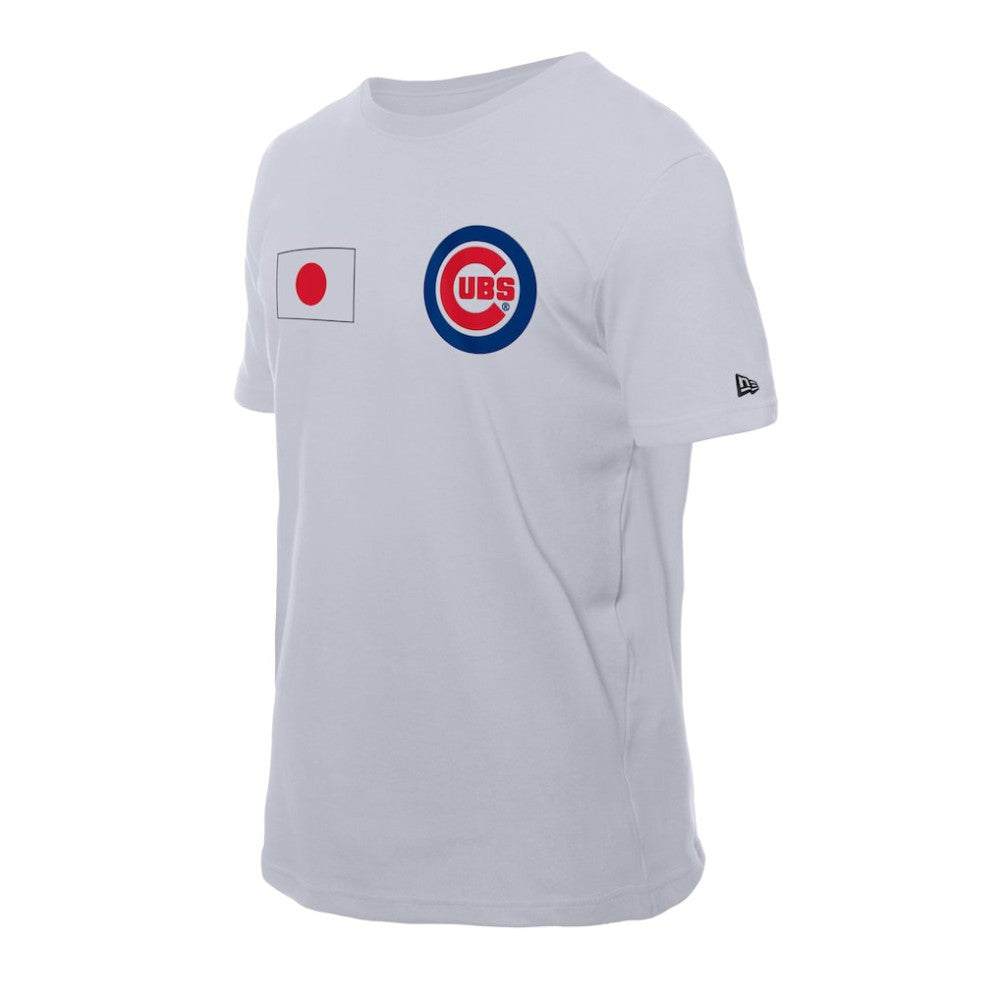 White Chicago Cubs New Era Japanese Flag T-Shirt