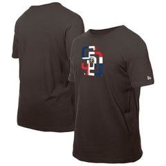 Brown San Diego Padres New Era Dominican Republic Flag Logo T-Shirt