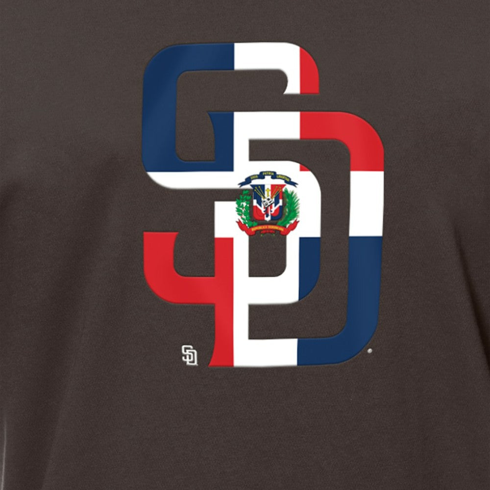 Brown San Diego Padres New Era Dominican Republic Flag Logo T-Shirt