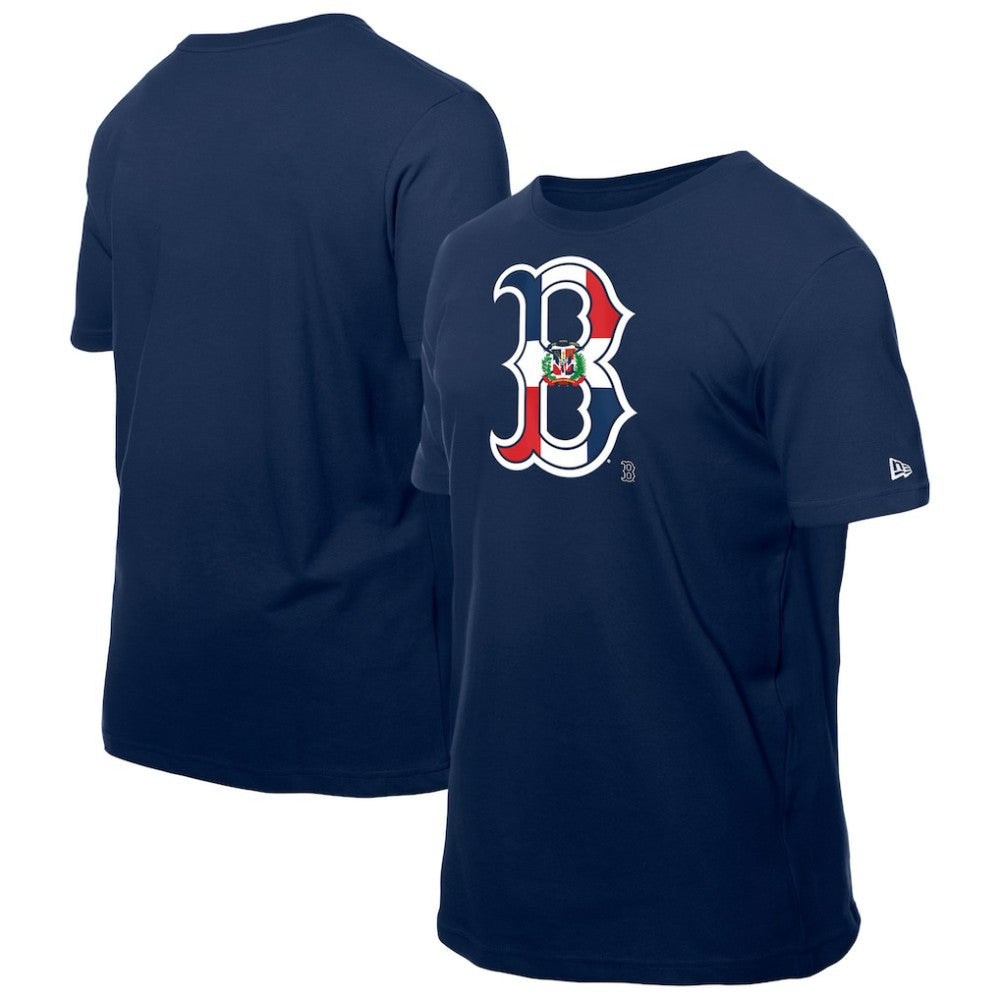 Navy Boston Red Sox New Era Dominican Republic Flag Logo T-Shirt