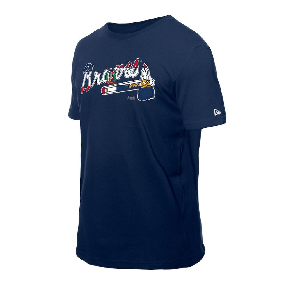 Navy Atlanta Braves New Era Dominican Republic Flag Logo T-Shirt