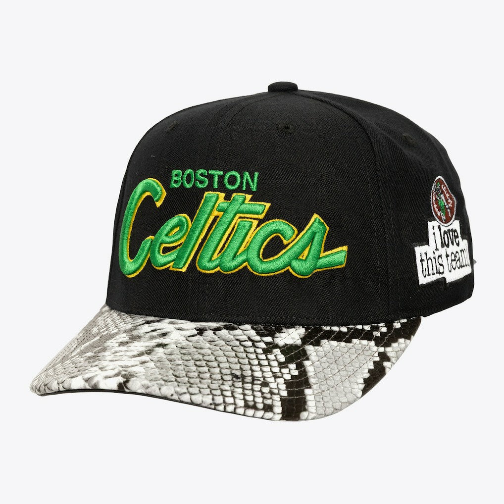 Mitchell & Ness Boston Celtics x Just Don I Love This Team Snakeskin Strapback Hat