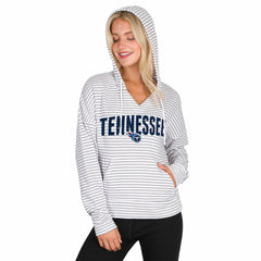 Concepts Sport Women's Liftoff Striped V-Neck Hoodie - Tennessee Titans Hoodies