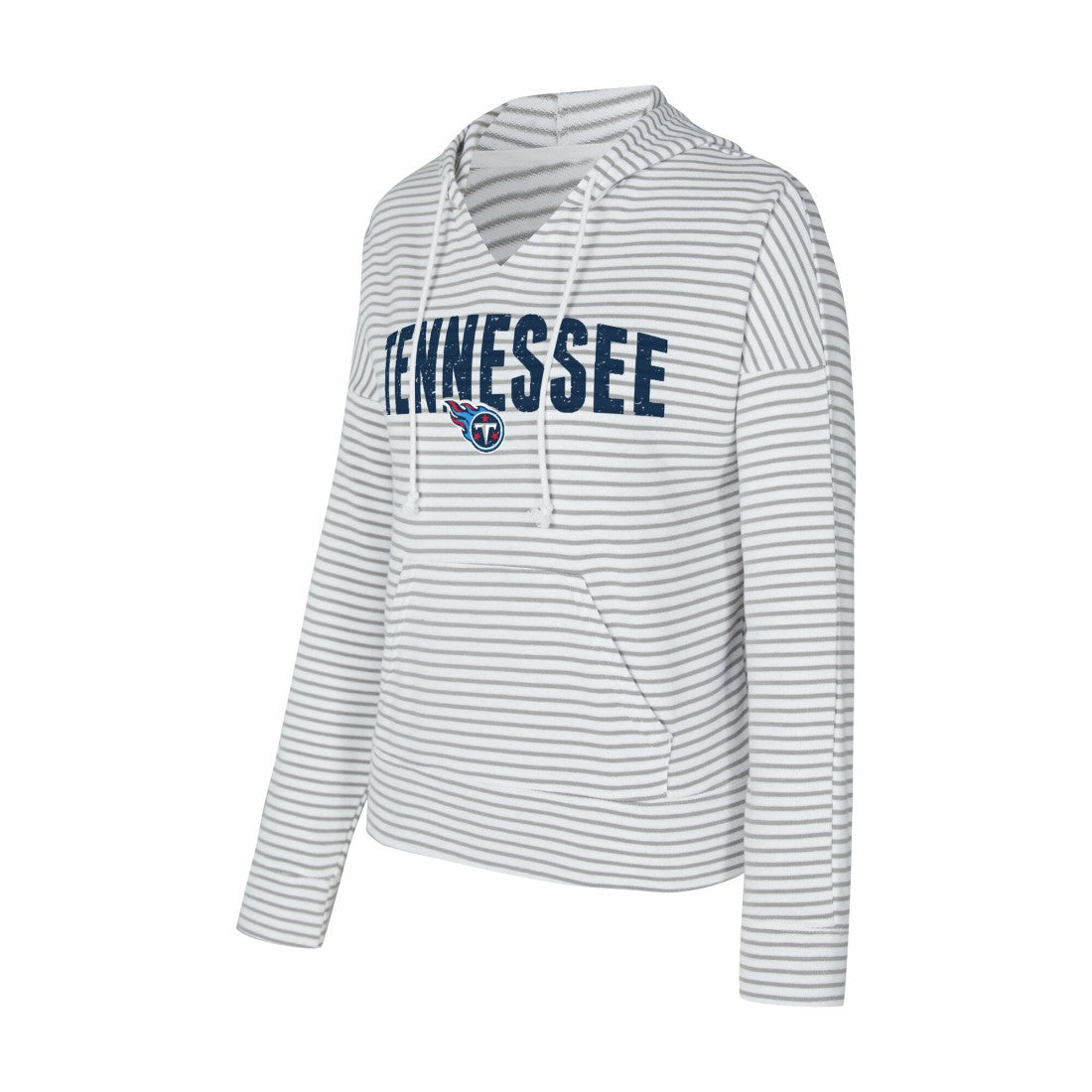 Concepts Sport Women's Liftoff Striped V-Neck Hoodie - Tennessee Titans Hoodies