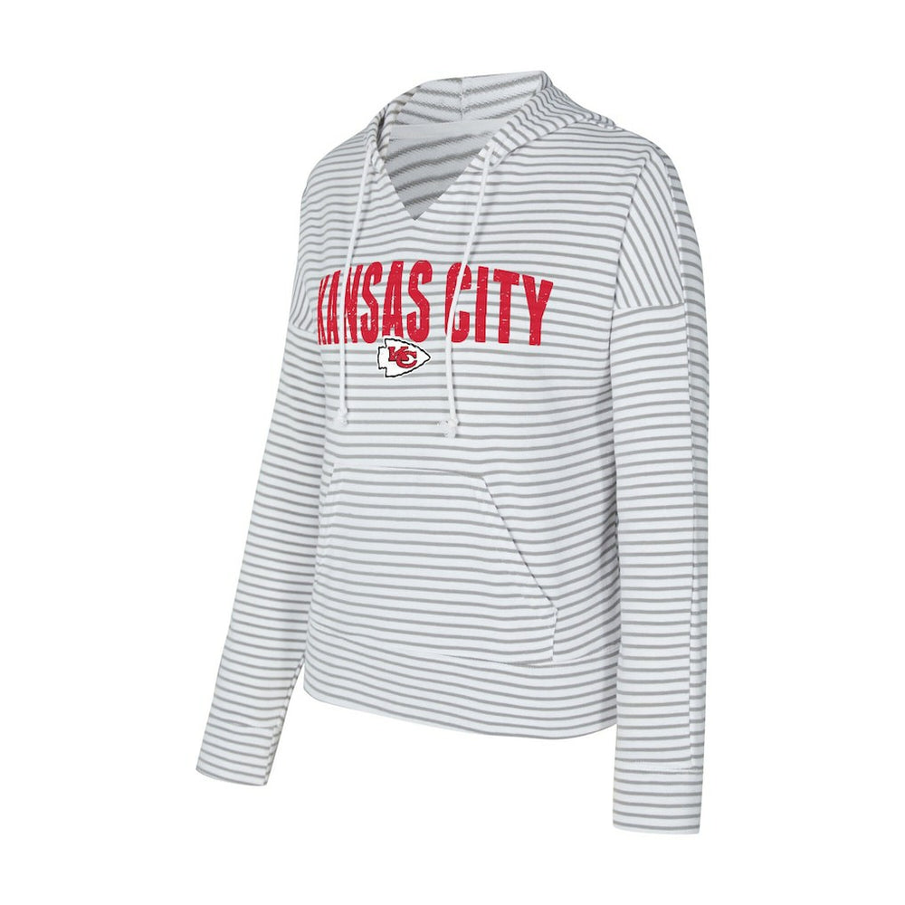 Concepts Sport Women's Liftoff Striped V-Neck Hoodie - Kansas City Chiefs Hoodies