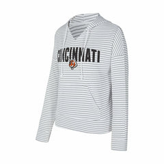 Concepts Sport Women's Liftoff Striped V-Neck Hoodie - Cincinnati Bengals Hoodies