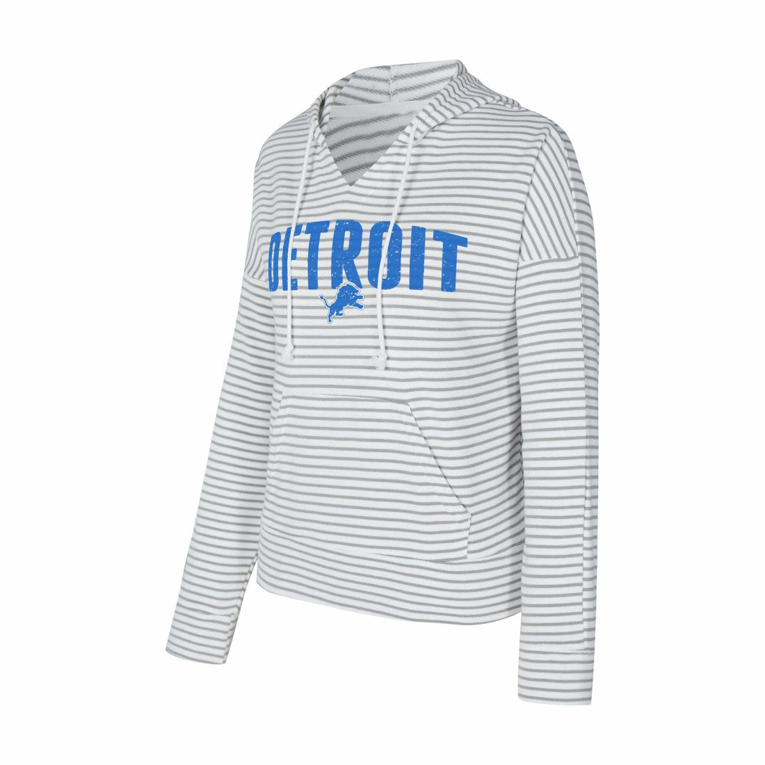 Concepts Sport Women's Liftoff Striped V-Neck Hoodie - Detroit Lions Hoodies