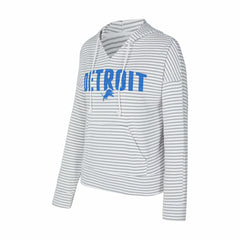 Concepts Sport Women's Liftoff Striped V-Neck Hoodie - Detroit Lions Hoodies