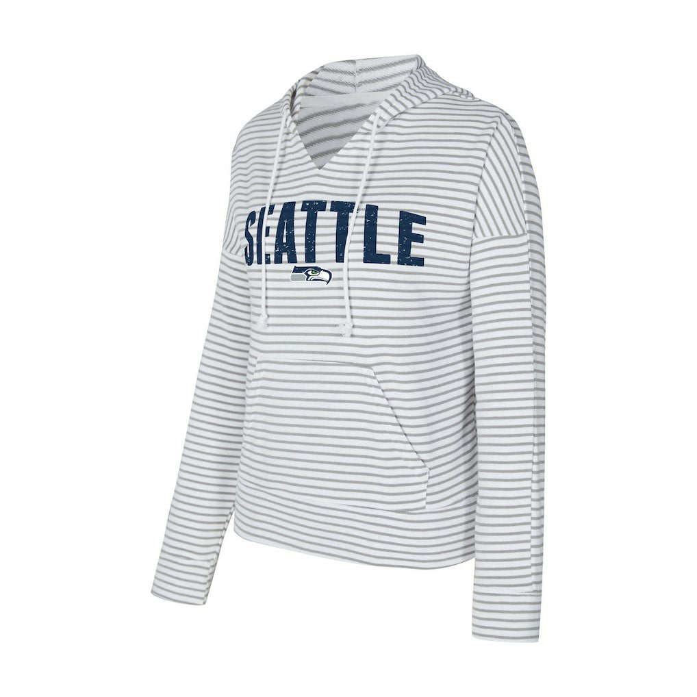 Concepts Sport Women's Liftoff Striped V-Neck Hoodie - Seattle Seahawks Hoodies