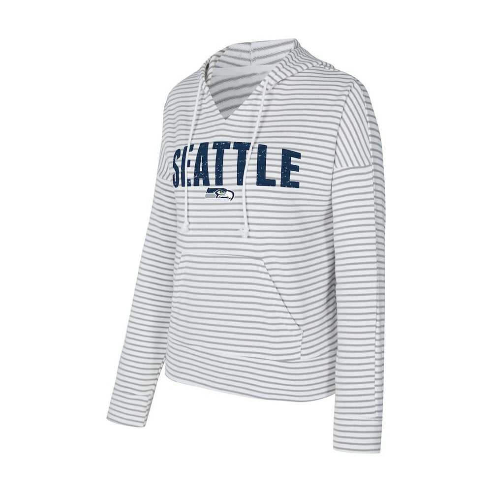 Concepts Sport Women's Liftoff Striped V-Neck Hoodie - Seattle Seahawks Hoodies