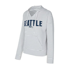 Concepts Sport Women's Liftoff Striped V-Neck Hoodie - Seattle Seahawks Hoodies